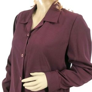 Laura Scott Women's Button Up Purple Magenta Long Sleeves Blouse Sze Medium